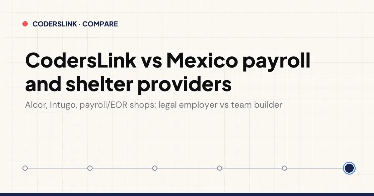 CodersLink vs Mexico payroll, shelter and R&D-center providers: legal employer versus team builder
