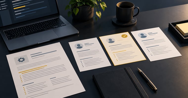 Engineering hiring desk with candidate profiles, role requirements, and one highlighted candidate under review.